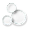 Country Cottage, White and Green Round 12-Piece Dinnerware Set