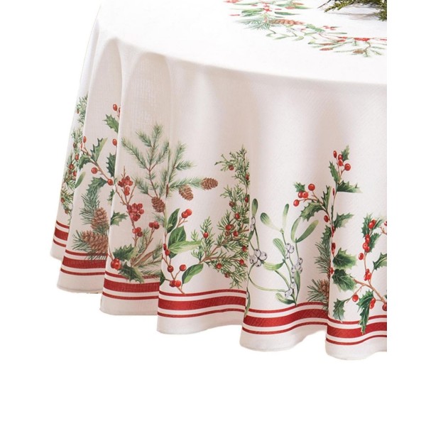 Winter Holiday Berry Fabric Tablecloth, 70