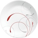 White and Red Round Dinner Plate, 10.25