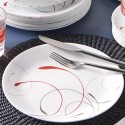 White and Red Round Dinner Plate, 10.25