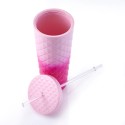 Pink Plastic Tumbler with Straw