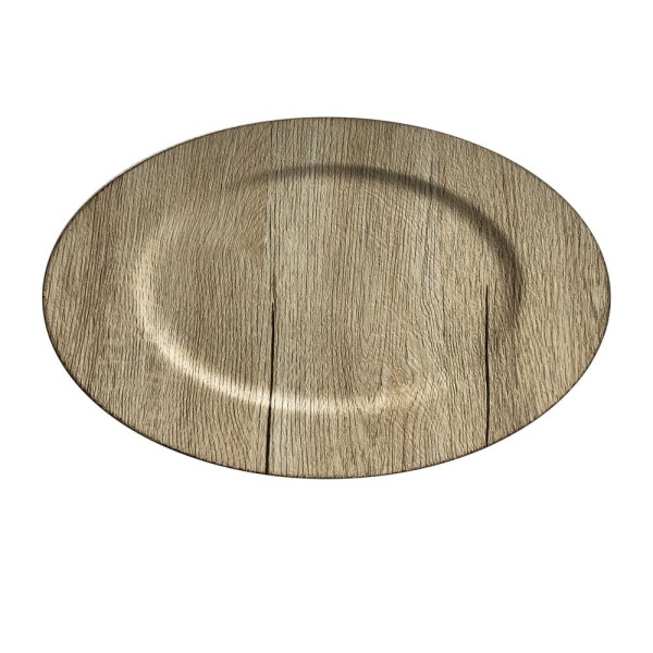 13” Gray Woodgrain Charger Plate