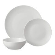 Glazed White Stoneware Dinnerware Set, 12-Pieces Glazed White Stonewa...