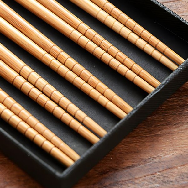 5 Pairs Bamboo Chopsticks Non-Slip Kitchen Set Reusable
