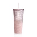 26 fl oz Ombre Pink Reusable Plastic Textured Tumbler