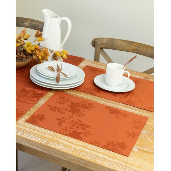 Countryside leaves raised jacquard Placemat 13 X 18