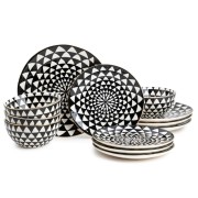 Thyme & Table Dinnerware Black & White Medallion Stoneware, 12-Piece Set Thyme & Table Dinner...