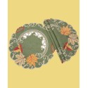 Delicate Leaves Embroidered Cutwork Fall Round Placemats - Set of 4