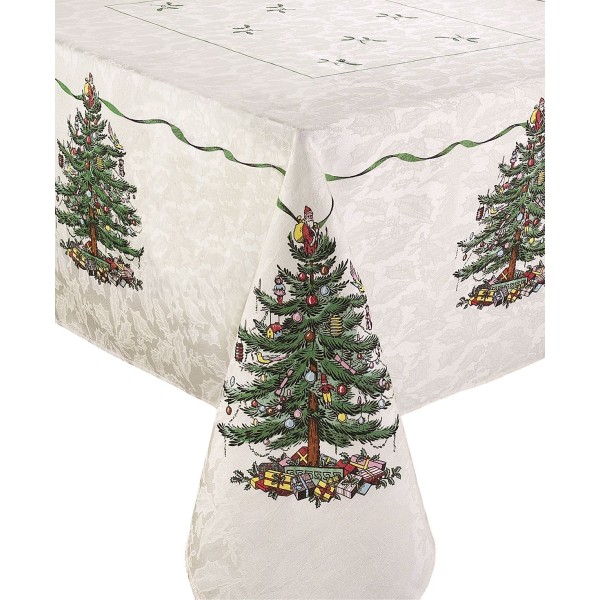 Christmas Tree Ivory/Green 60x102 Tablecloth