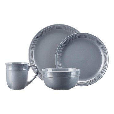 16-Piece Stoneware Gray Dinnerware Set 16-Piece Stoneware G...