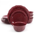 Woman Lace 12-Piece Dinnerware Set, Plum