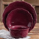 Woman Lace 12-Piece Dinnerware Set, Plum