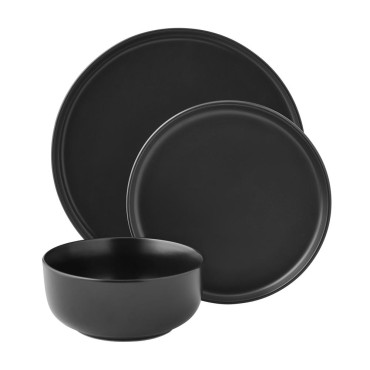 Matte Black 12-Piece Stoneware Dinnerware Set Matte Black 12-Piece...