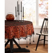 Crawling Halloween Spider Lace Lined Tablecloth - 70 Crawling Halloween S...